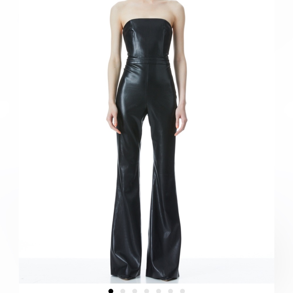 Alice and olivia vegan leather jumpsuit